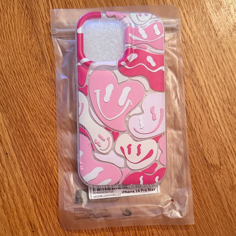 Pink Smiley Face Phone Case for iPhone 14 Pro Max